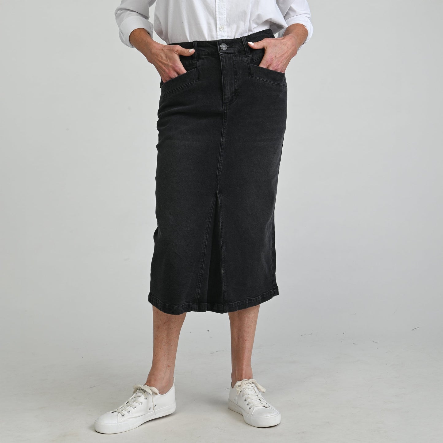 Christopher & Banks Denim Midi Skirt