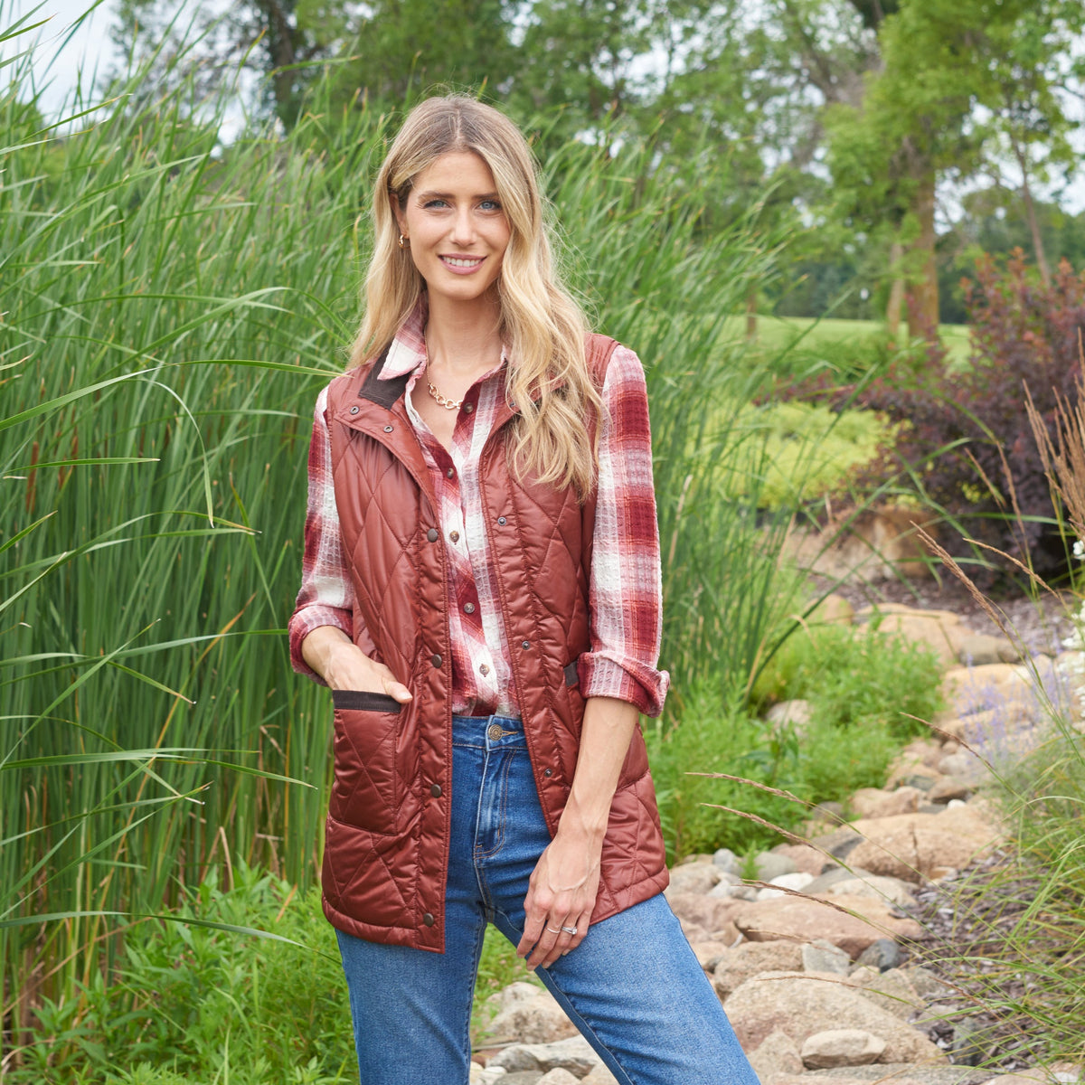 Christopher & Banks Corduroy Collared Quilted Vest