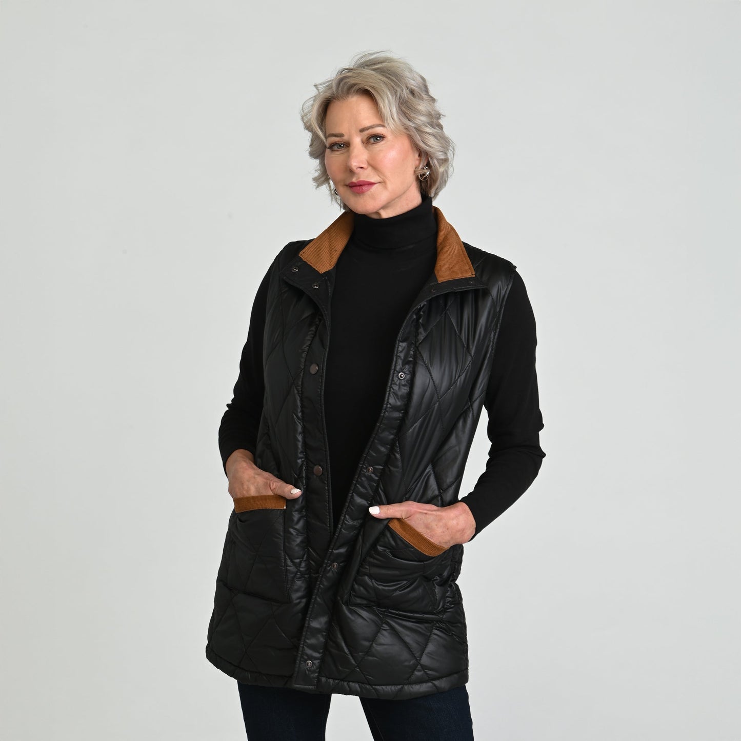 Christopher & Banks Corduroy Collared Quilted Vest