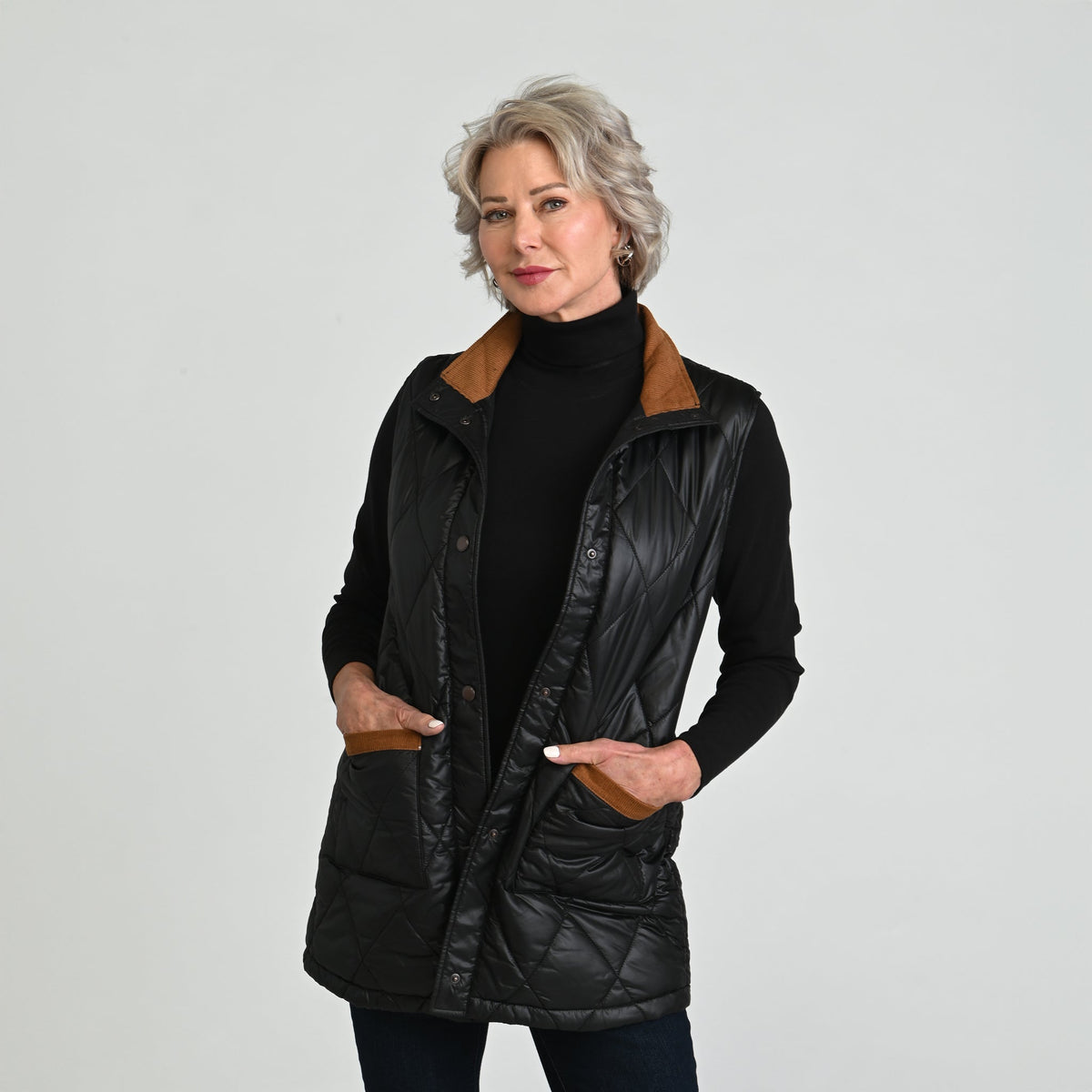 Christopher & Banks Corduroy Collared Quilted Vest