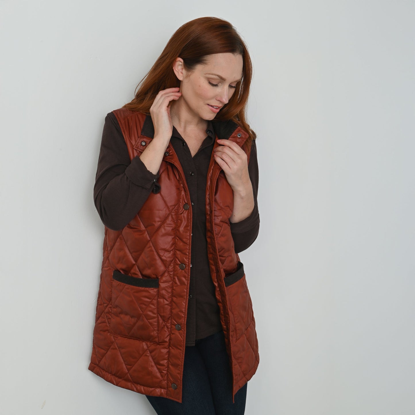 Christopher & Banks Corduroy Collared Quilted Vest