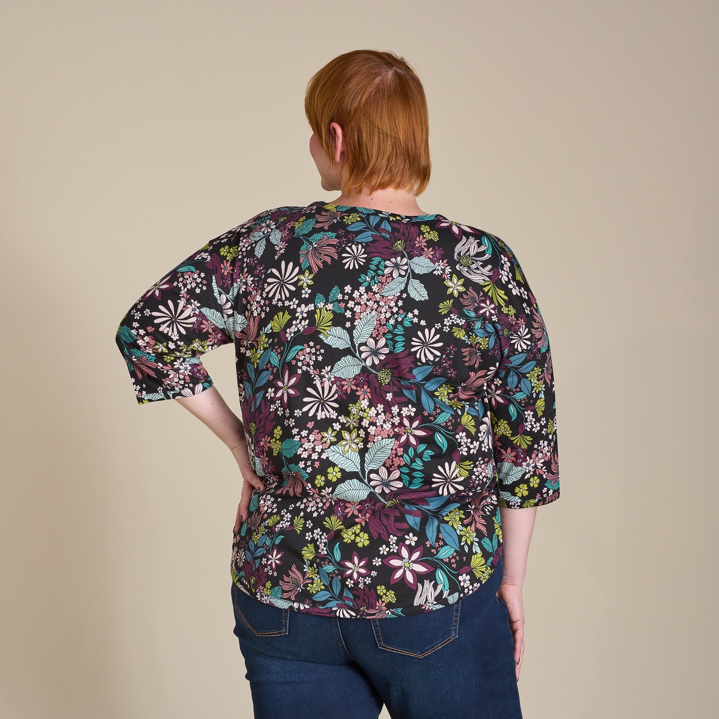 Christopher & Banks Relaxed Restyled Floral Print 3/4 Sleeve Tee