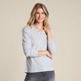 Christopher & Banks Variegated Rib V Neck Top