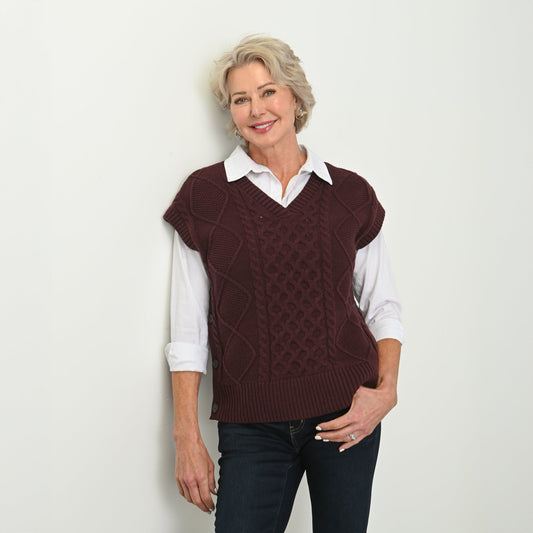 Christopher & Banks Fisherman Stitch Pullover Vest