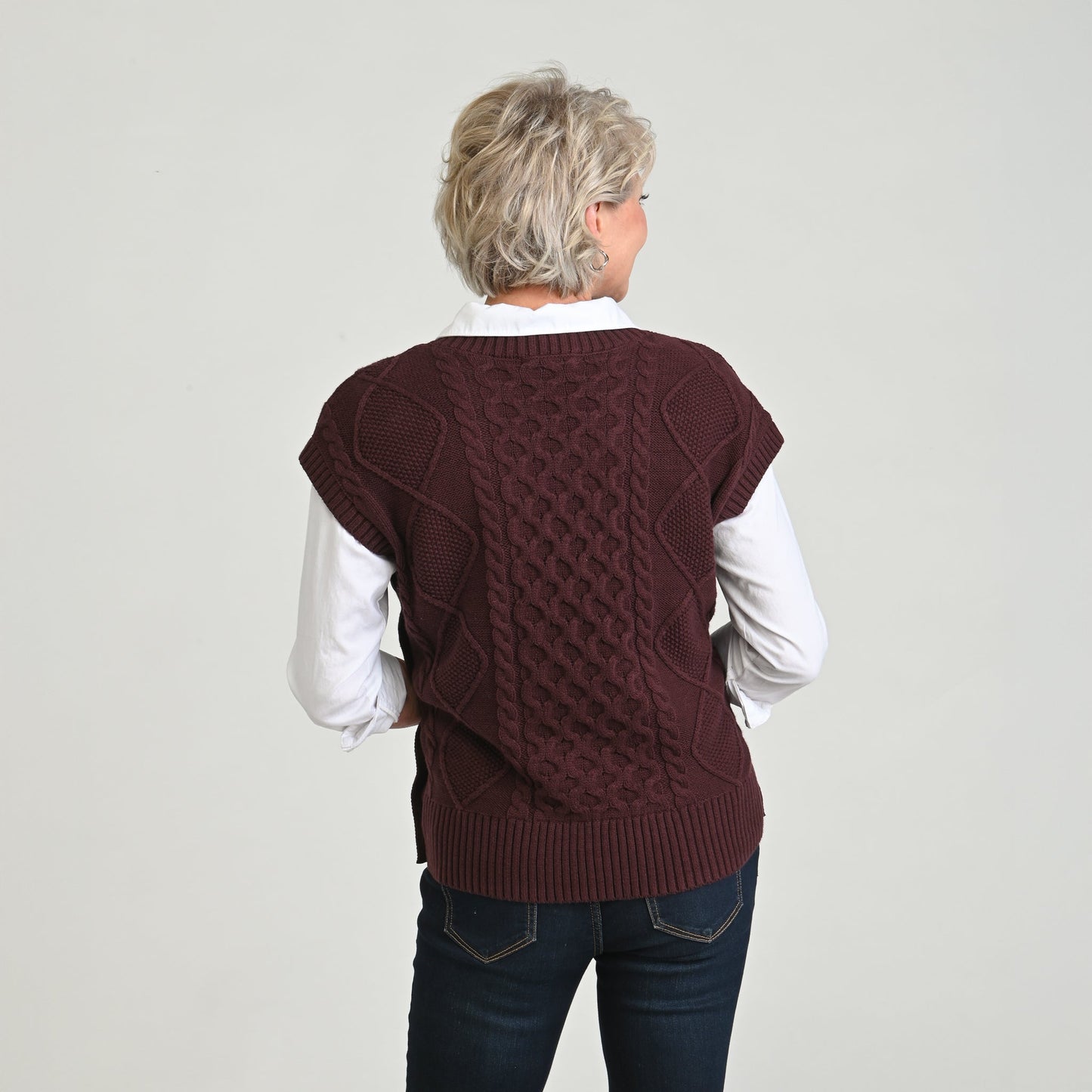 Christopher & Banks Fisherman Stitch Pullover Vest