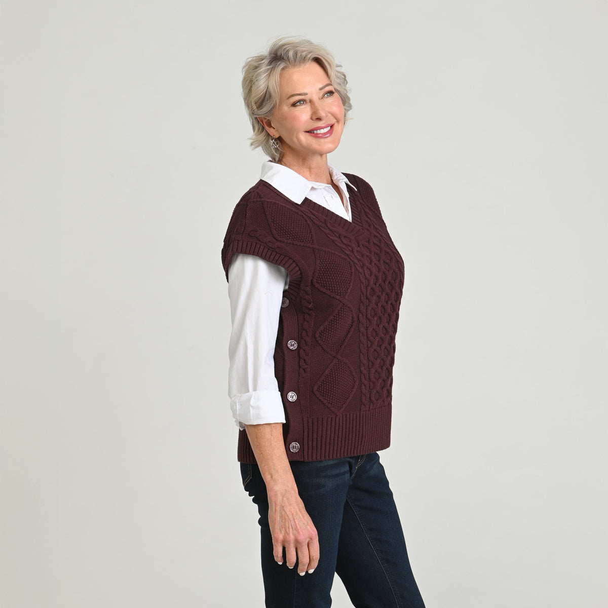 Christopher & Banks Fisherman Stitch Pullover Vest