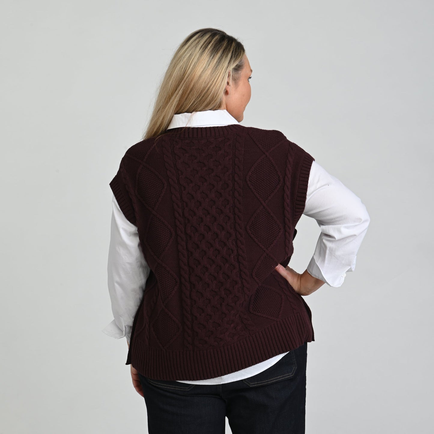 Christopher & Banks Fisherman Stitch Pullover Vest