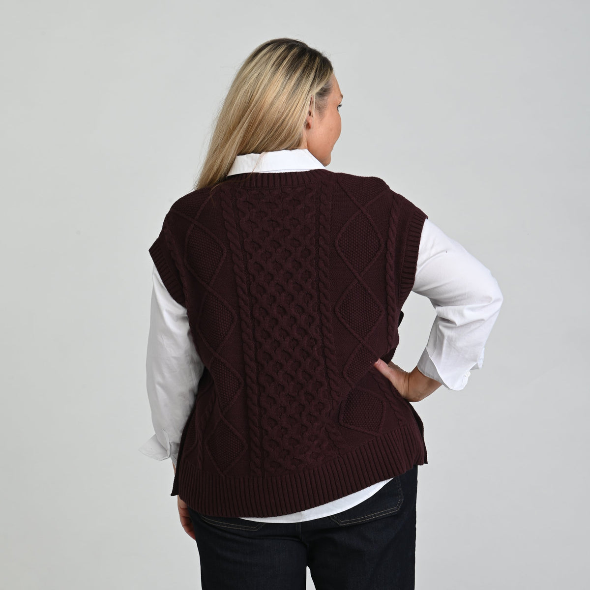 Christopher & Banks Fisherman Stitch Pullover Vest