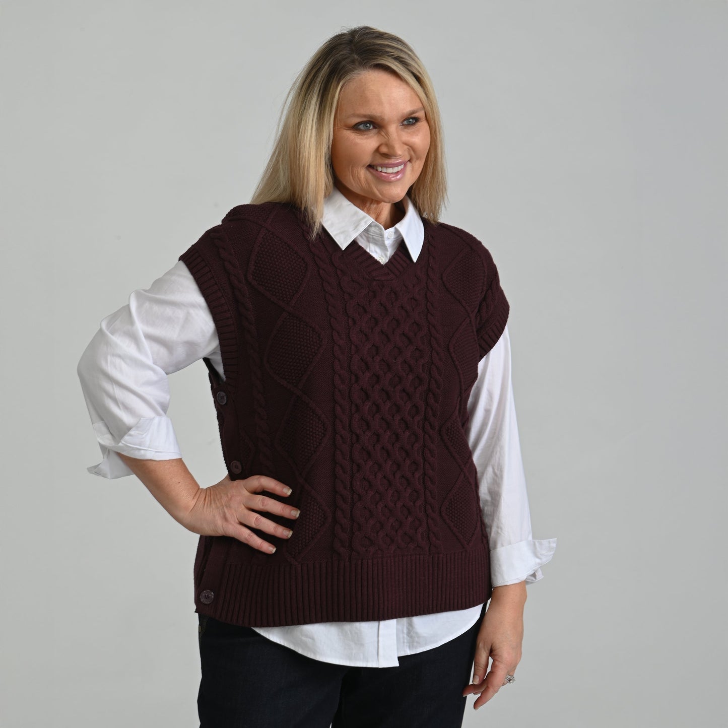 Christopher & Banks Fisherman Stitch Pullover Vest