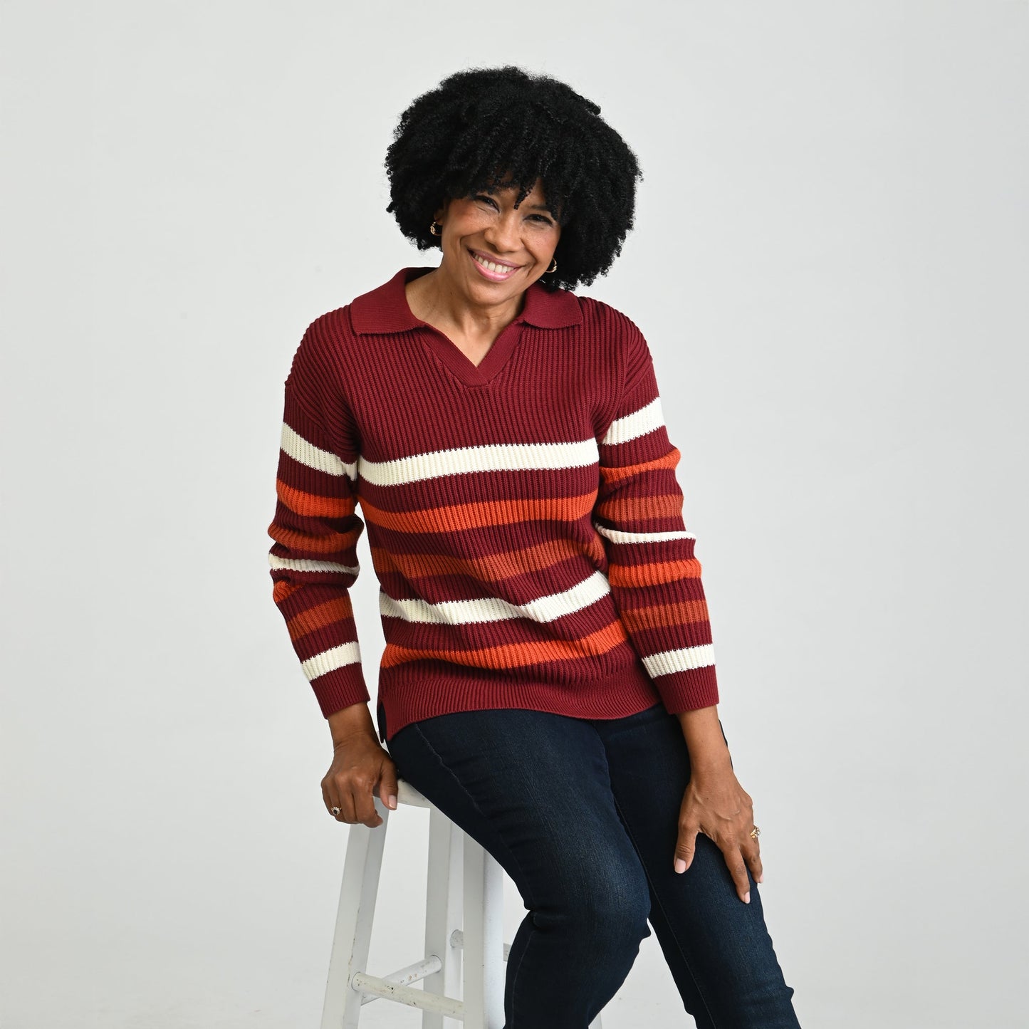 Christopher & Banks Textured Stitch Striped Sweater