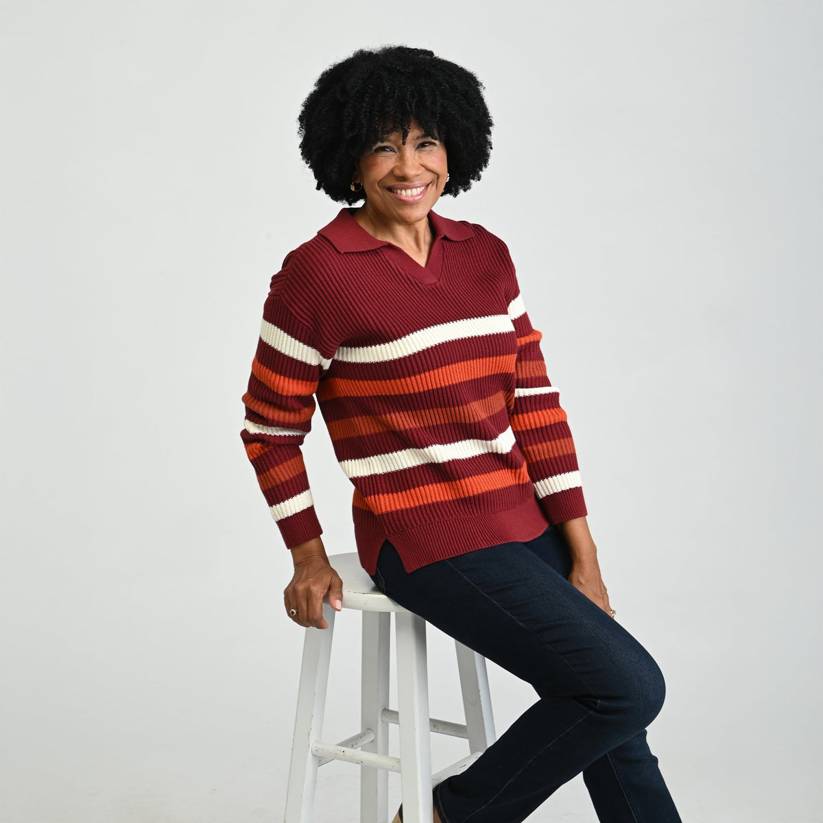 Christopher & Banks Textured Stitch Striped Sweater