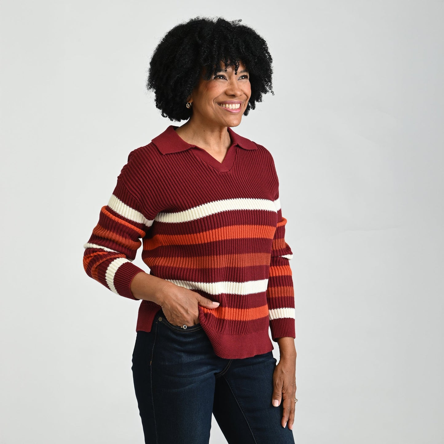 Christopher & Banks Textured Stitch Striped Sweater
