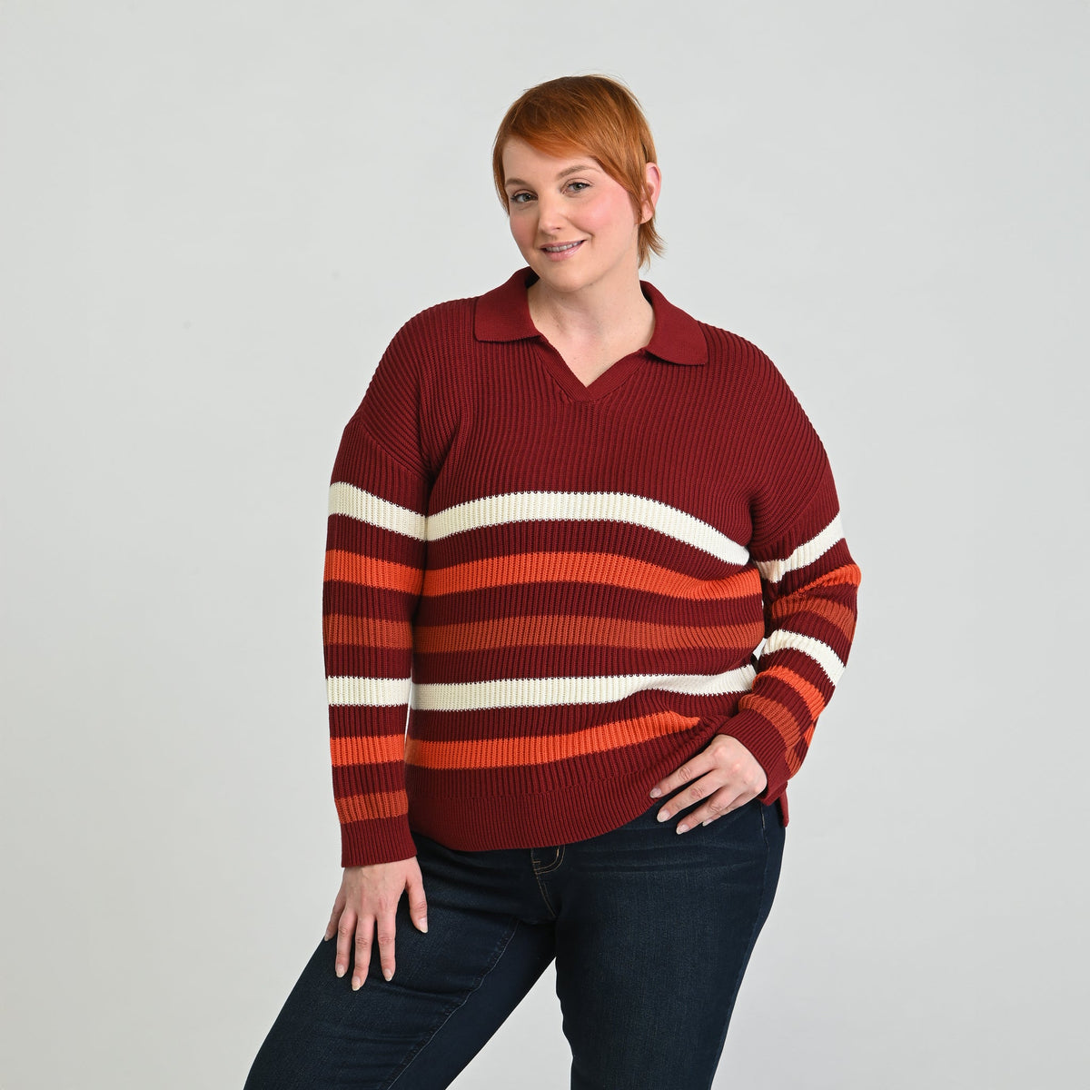 Christopher & Banks Textured Stitch Striped Sweater