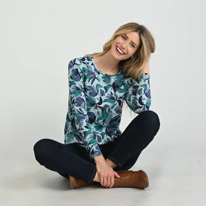 Christopher & Banks Floral Print Long Sleeve Tee