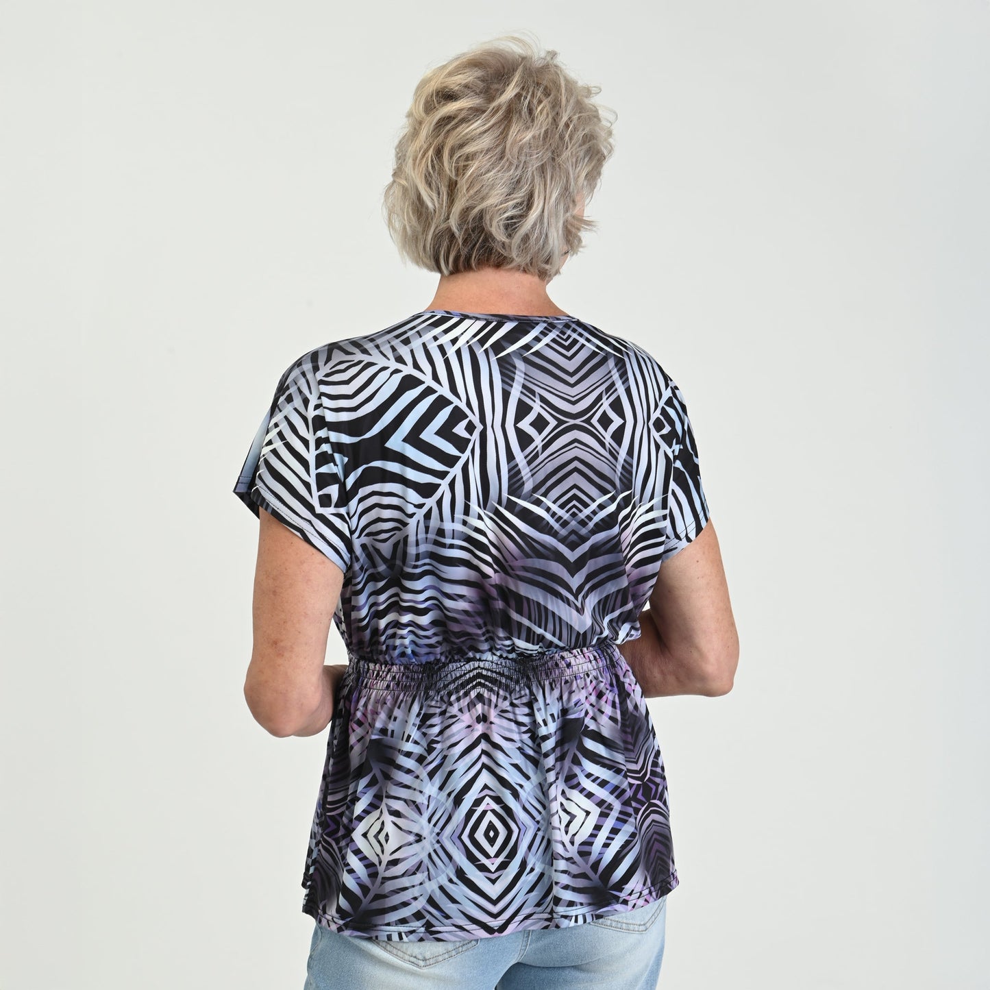 Christopher & Banks Abstract Printed Surplice Top