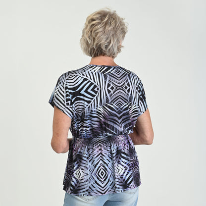 Christopher & Banks Abstract Printed Surplice Top