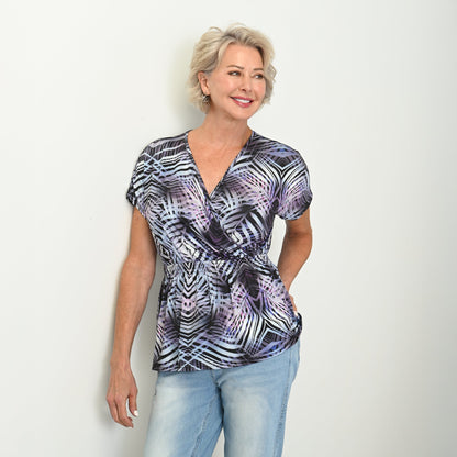 Christopher & Banks Abstract Printed Surplice Top