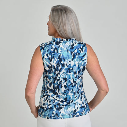 Christopher & Banks Printed Ruffle Neck Sleeveless Top