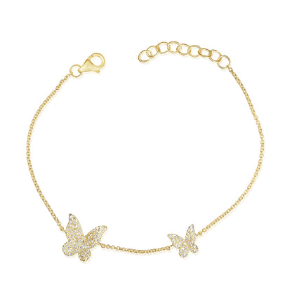 Sabrina Designs 14K Gold 0.33ctw Diamond Double Butterfly Bracelet