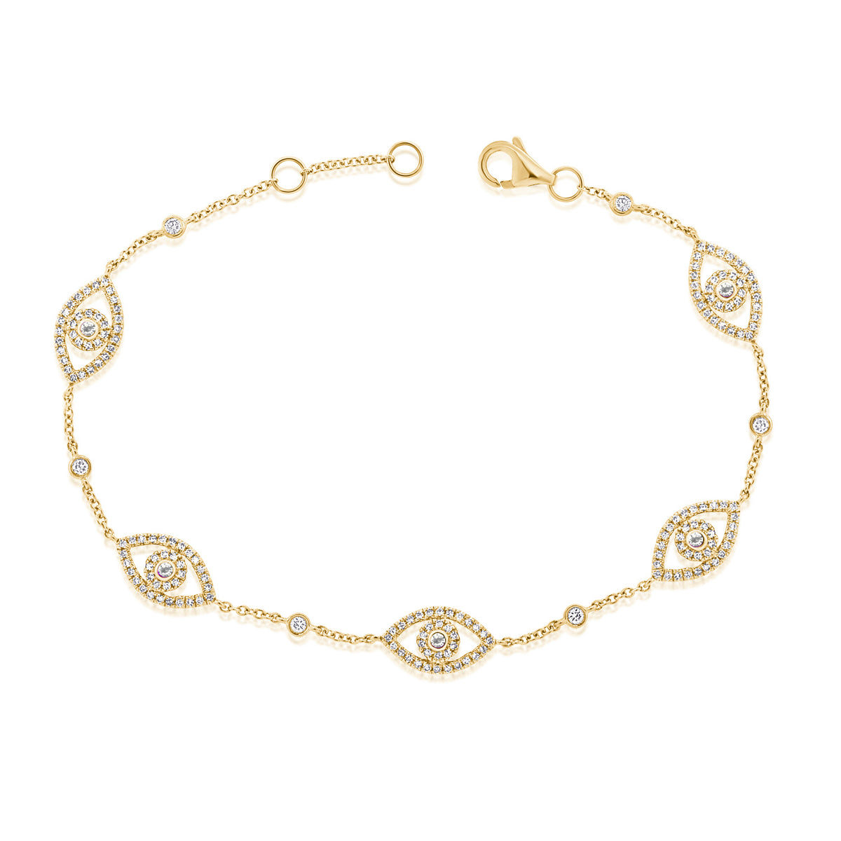 Sabrina Designs 14K Gold 0.60ctw Diamond Evil Eye Station Bracelet