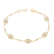 Sabrina Designs 14K Gold 0.60ctw Diamond Evil Eye Station Bracelet