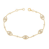Sabrina Designs 14K Gold 0.60ctw Diamond Evil Eye Station Bracelet