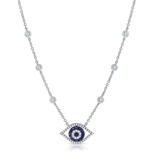 Sabrina Designs 14K Gold Blue Sapphire & Diamond Evil Eye Necklace