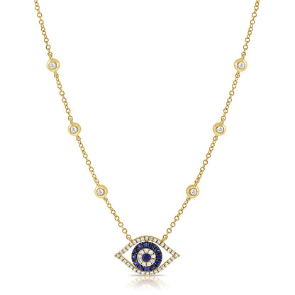 Sabrina Designs 14K Gold Blue Sapphire & Diamond Evil Eye Necklace
