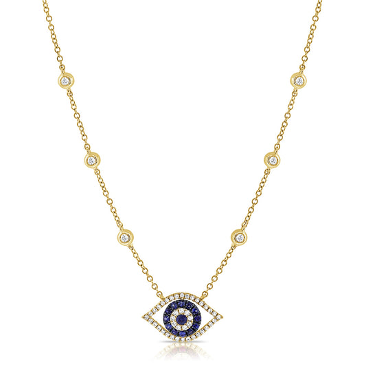 Sabrina Designs 14K Gold Blue Sapphire & Diamond Evil Eye Necklace