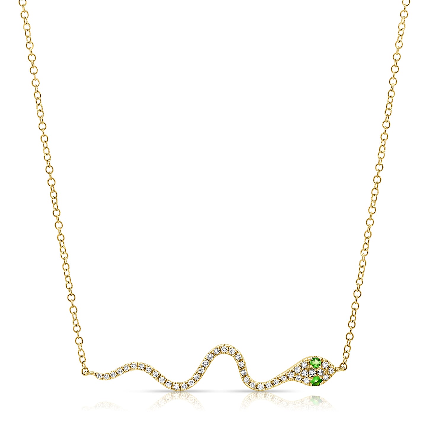 Sabrina Designs 14K Gold Diamond & Tsavorite Snake Bar Necklace