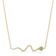 Sabrina Designs 14K Gold Diamond & Tsavorite Snake Bar Necklace