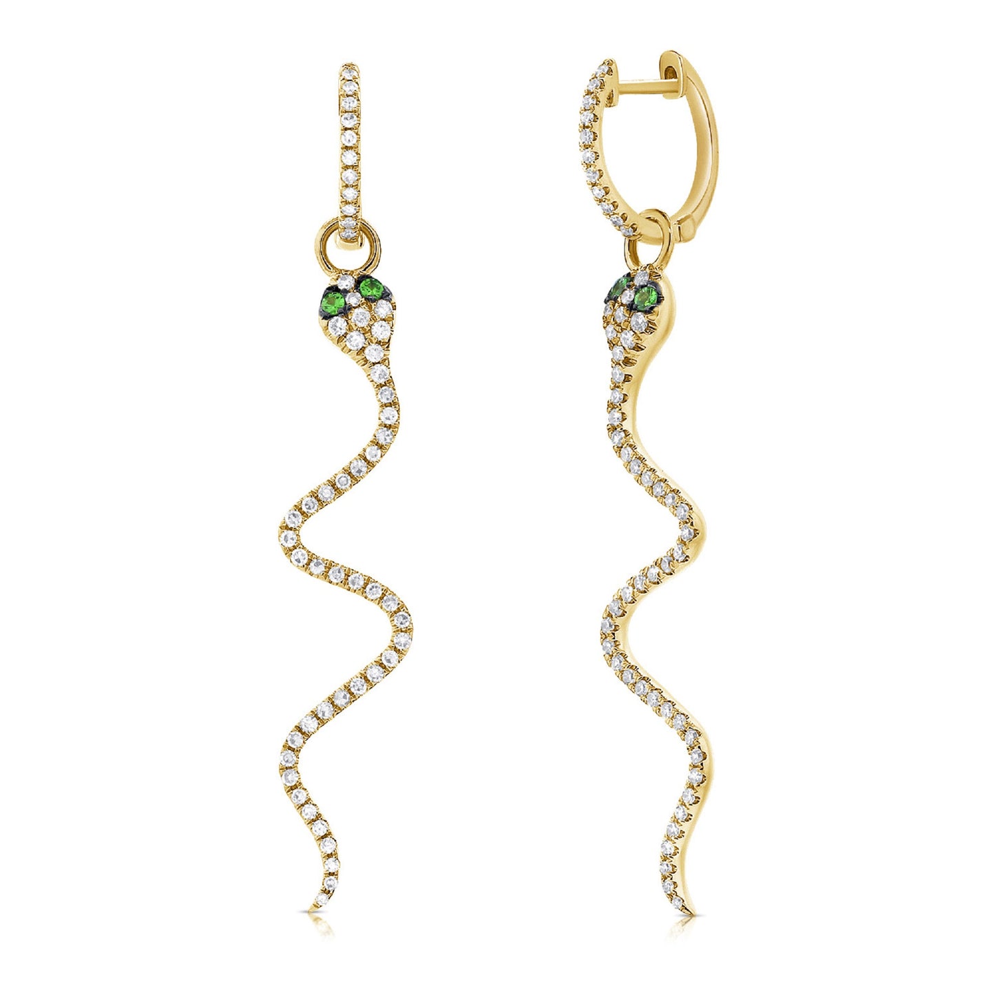Sabrina Designs 14K Gold Diamond & Tsavorite Snake Dangle Earrings