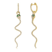 Sabrina Designs 14K Gold Diamond & Tsavorite Snake Dangle Earrings