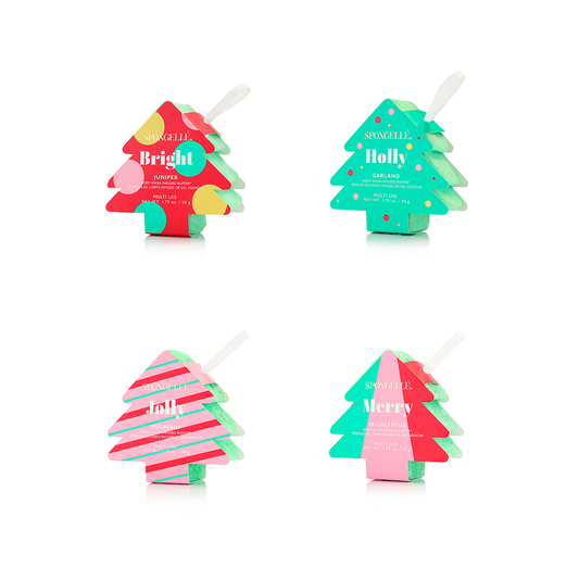 Spongellé Holiday Tree Multi-Use Assorted Body Wash Infused Buffer Pack