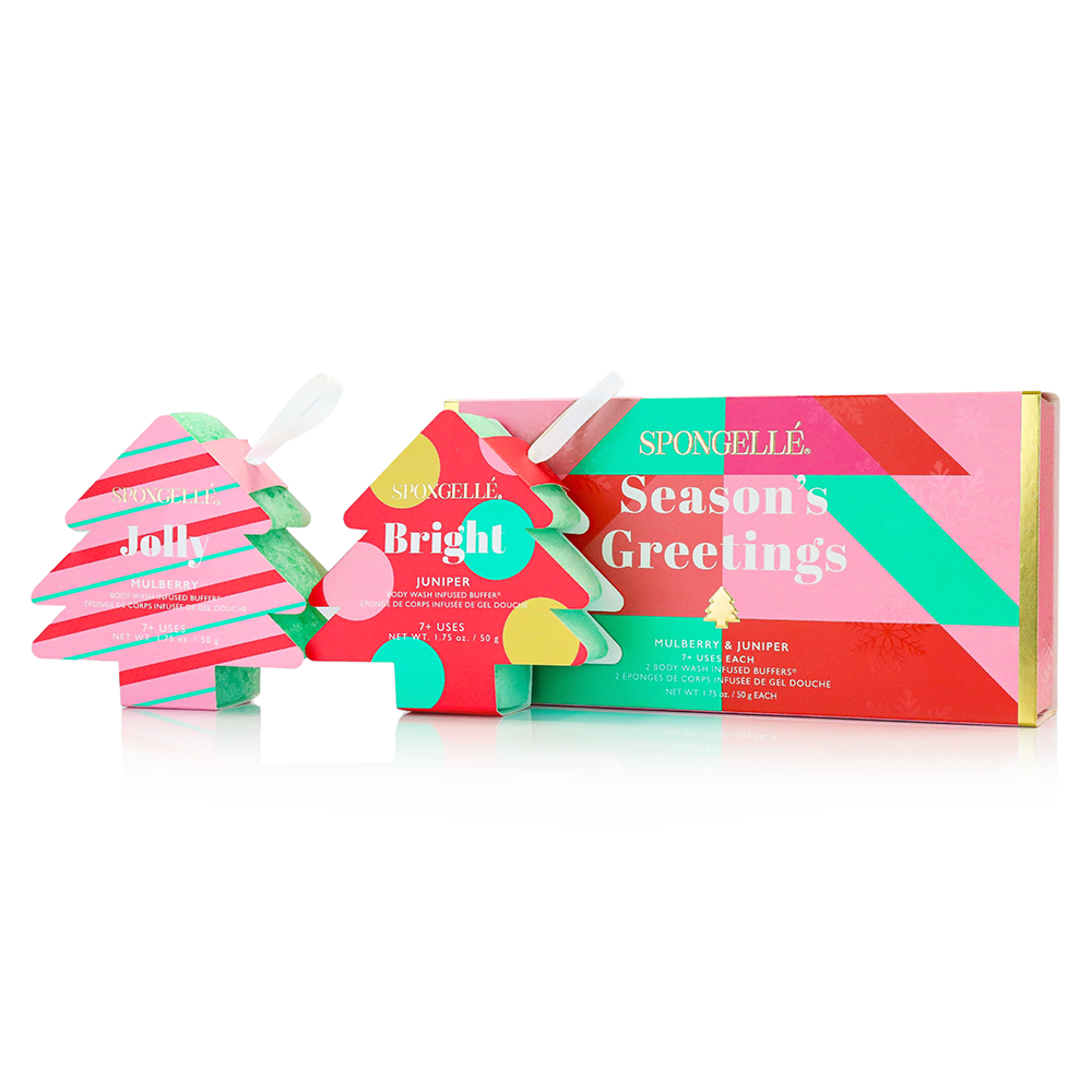 Spongellé Season's Greetings Holiday Tree Body Wash Infused Buffer Gift Set
