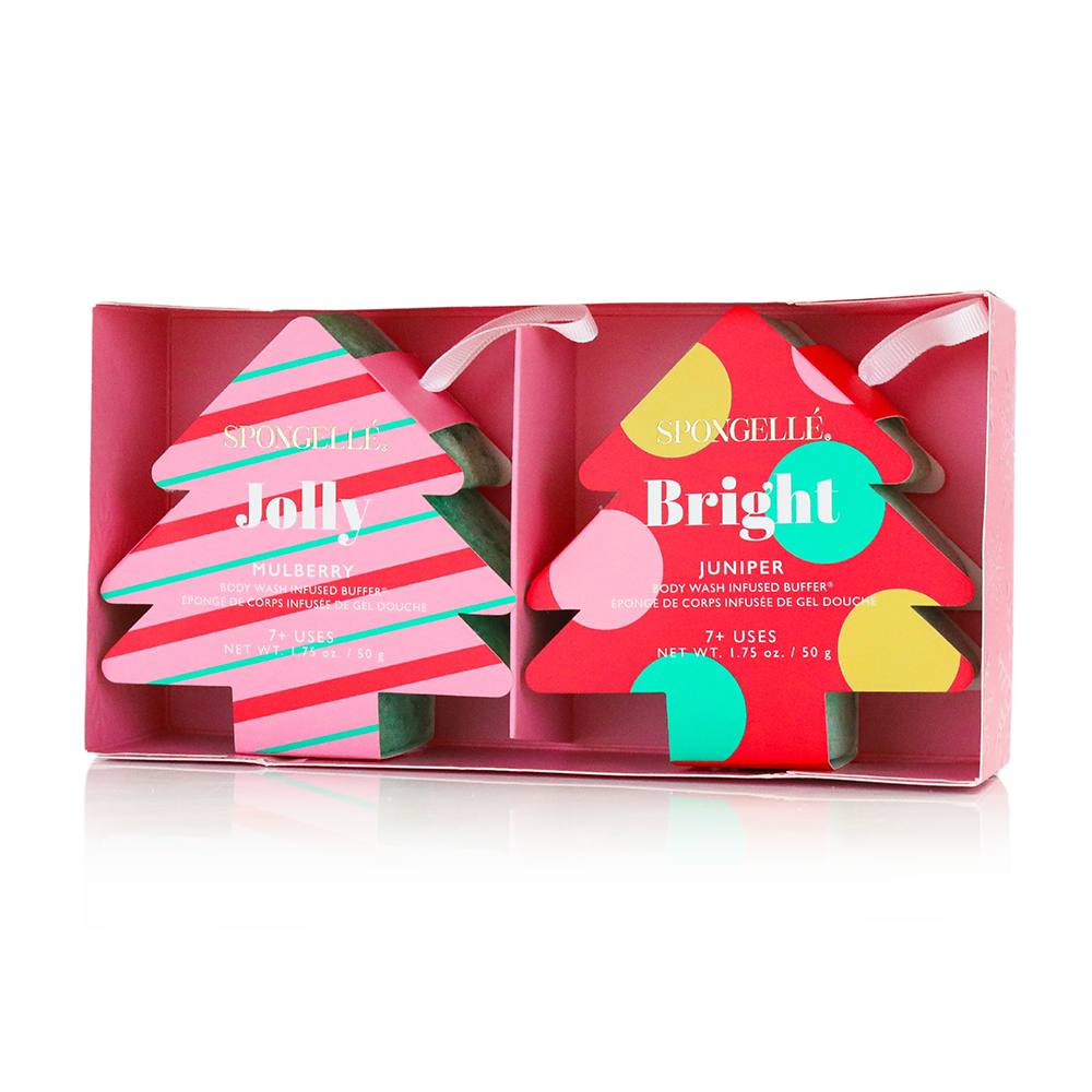 Spongellé Season's Greetings Holiday Tree Body Wash Infused Buffer Gift Set