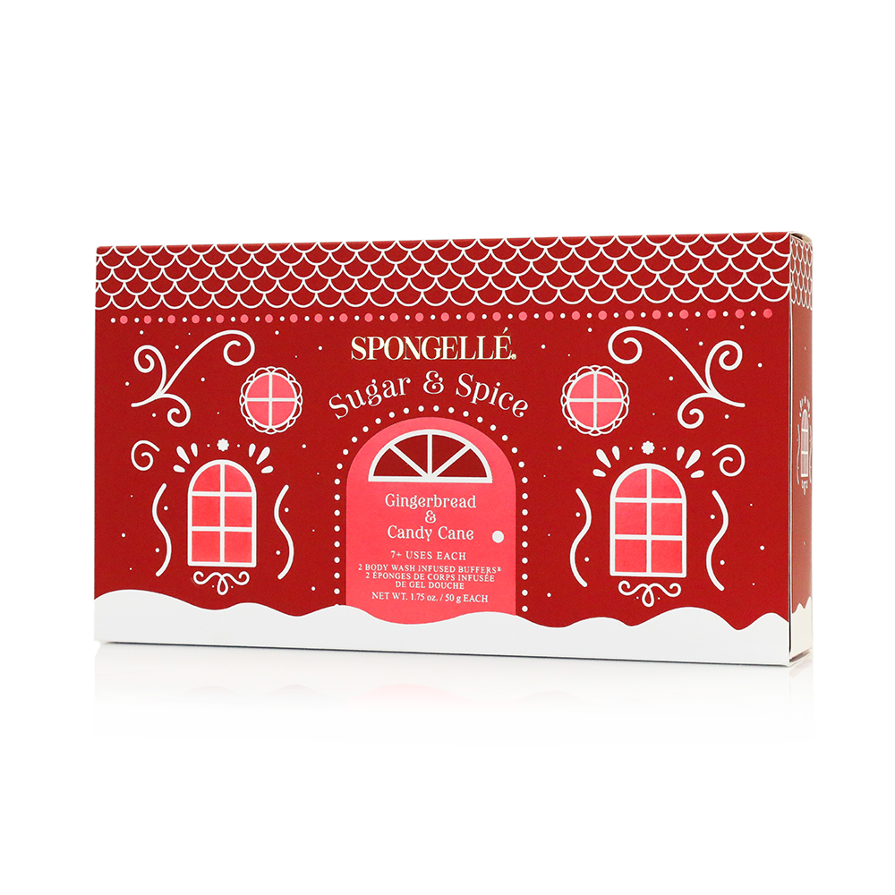 Spongellé Sugar & Spice Holiday Gingerbread Body Wash Infused Buffer Gift Set
