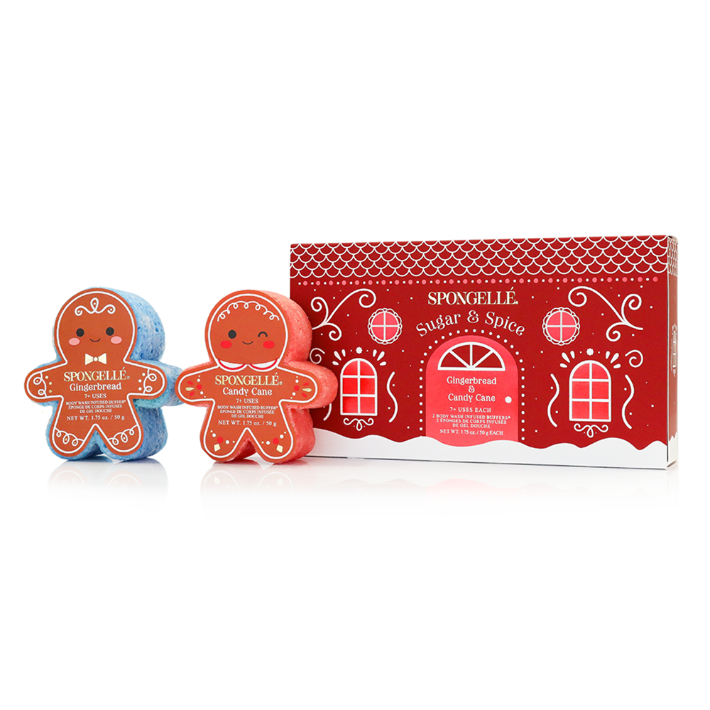 Spongellé Sugar & Spice Holiday Gingerbread Body Wash Infused Buffer Gift Set