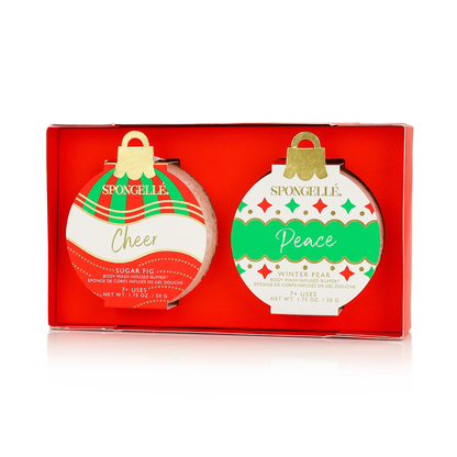 Spongellé Celebrate the Season Holiday Ornament Body Wash Infused Buffer Gift Set