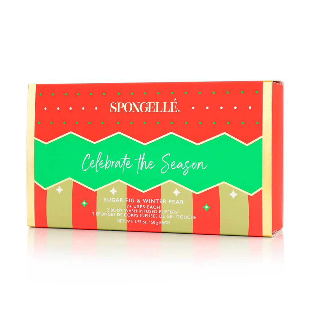 Spongellé Celebrate the Season Holiday Ornament Body Wash Infused Buffer Gift Set