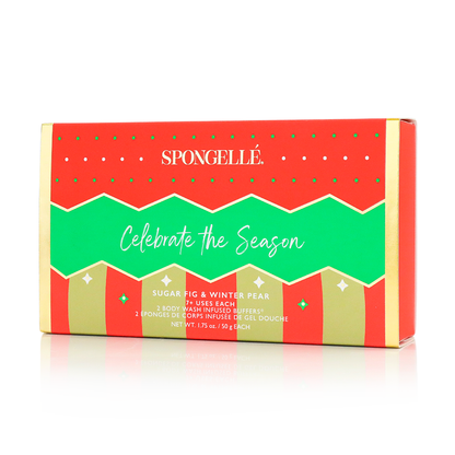 Spongellé Celebrate the Season Holiday Ornament Body Wash Infused Buffer Gift Set