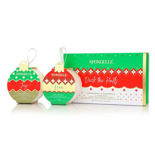 Spongellé Deck the Halls Holiday Ornament Body Wash Infused Buffer Gift Set