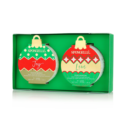 Spongellé Deck the Halls Holiday Ornament Body Wash Infused Buffer Gift Set