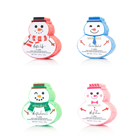 Spongellé Holiday Snowman Assorted Body Wash Infused Buffer Pack