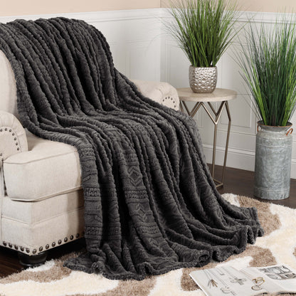 Superior Arctic Boho Knit Jacquard Fleece Blanket