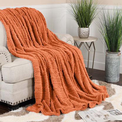 Superior Arctic Boho Knit Jacquard Fleece Blanket