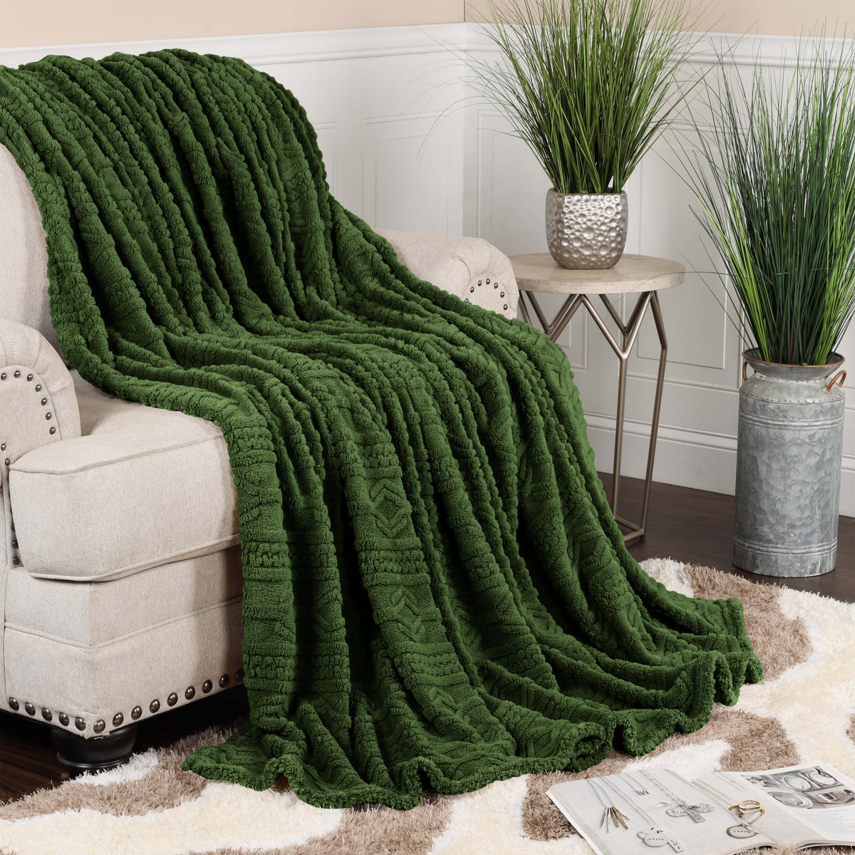 Superior Arctic Boho Knit Jacquard Fleece Blanket