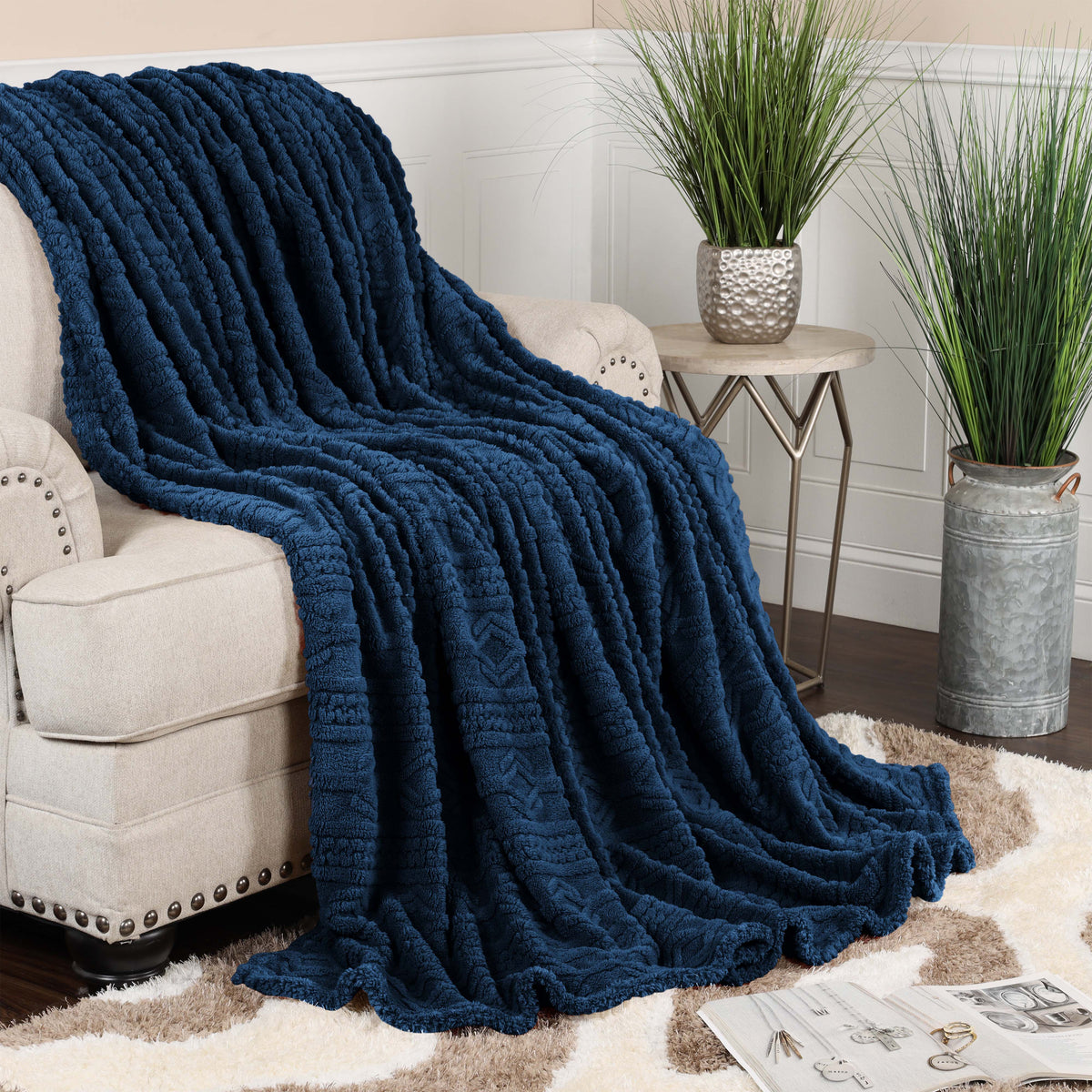 Superior Arctic Boho Knit Jacquard Fleece Blanket