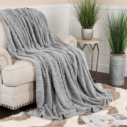 Superior Arctic Boho Knit Jacquard Fleece Blanket