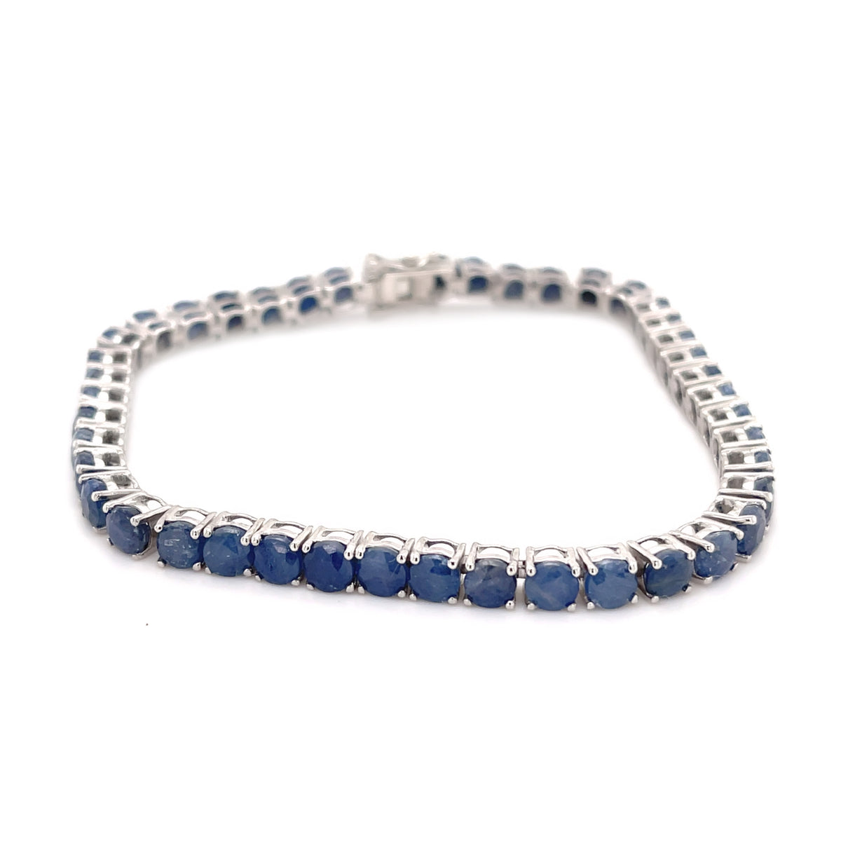 Gem Treasures Sterling Silver 4mm Round Gemstone Tennis Bracelet